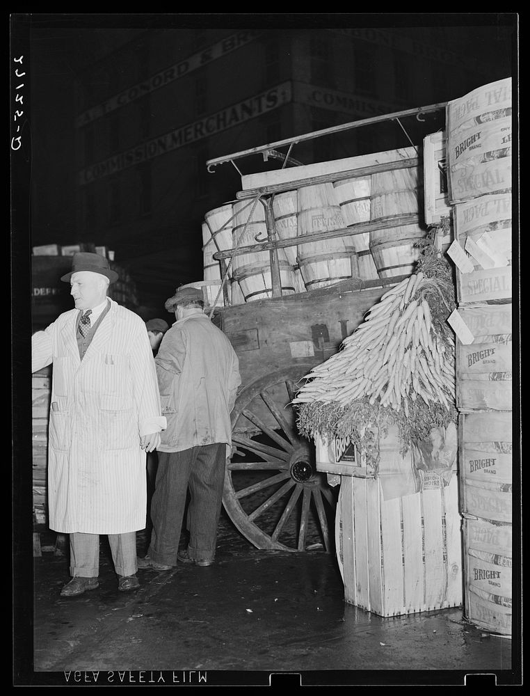 Commission merchant at Washington Market, New York City. Sourced from the Library of Congress.