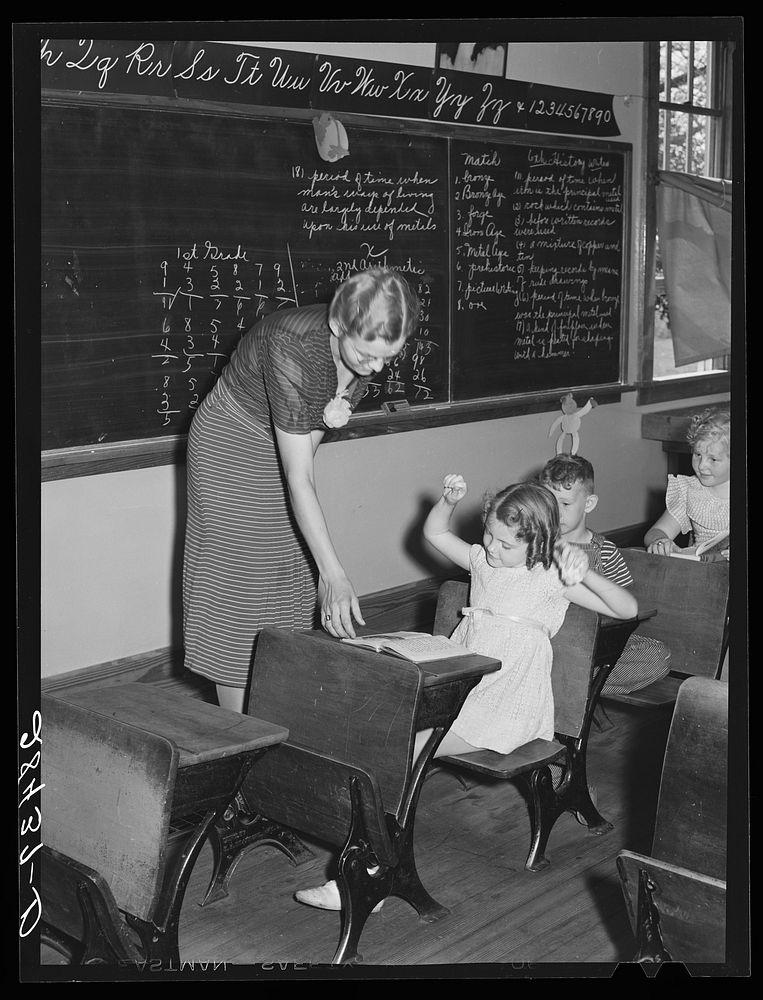 [Untitled photo, possibly related to: Louis Slinker and some of her pupils in one-room schoolhouse in Grundy County, Iowa].…