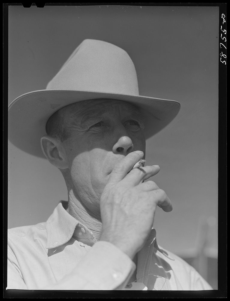 [Untitled photo, possibly related to: Stockmen at stockmen's picnic and barbecue. Spear's Siding, Wyola, Montana]. Sourced…