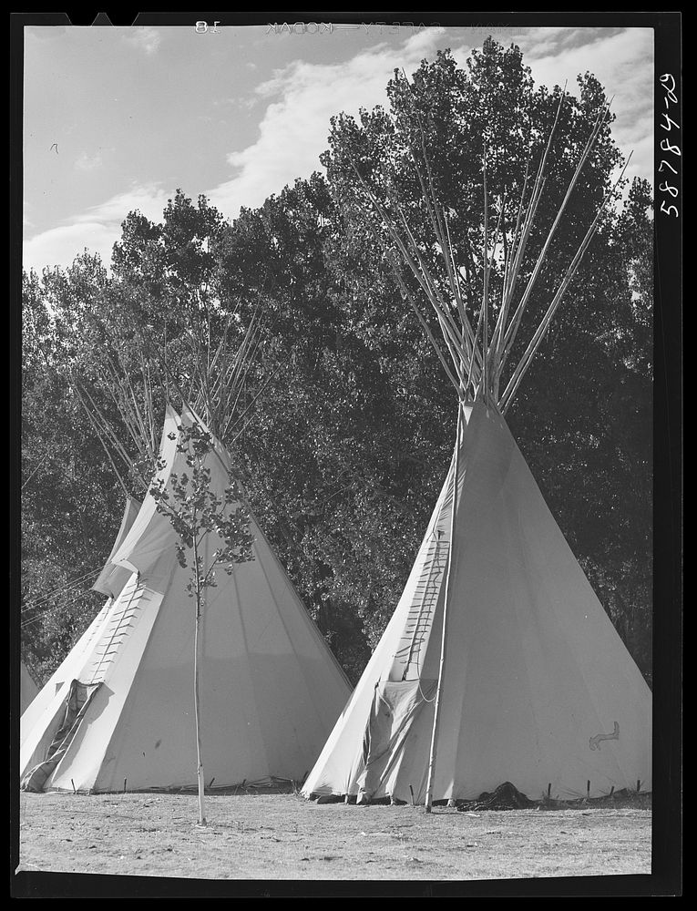 Teepee or lodge of Indians at Crow fair. Crow Agency, Montana. Sourced from the Library of Congress.
