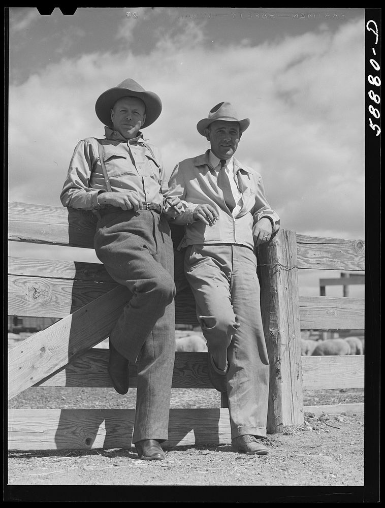 Dudes from Quarter Circle U Ranch at Crow Indian fair. Crow Agency, Montana. Sourced from the Library of Congress.