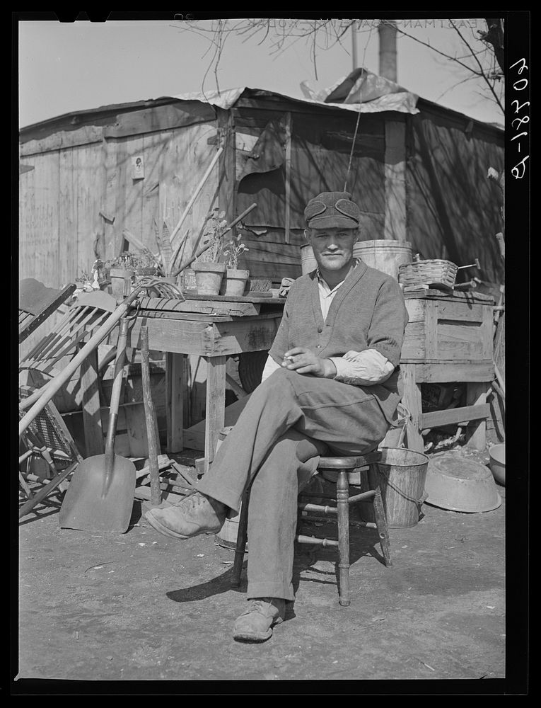 Resident of riverfront shacktown. Dubuque, Iowa. Sourced from the Library of Congress.
