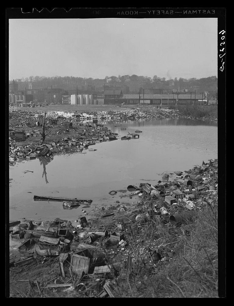 Stream pollution. City dump. Dubuque, Iowa. Sourced from the Library of Congress.