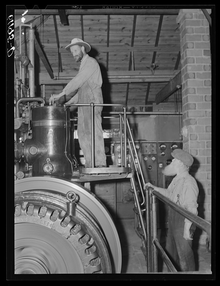 Diesel machine at House of David. Benton Harbor, Michigan. Religious community. Sourced from the Library of Congress.