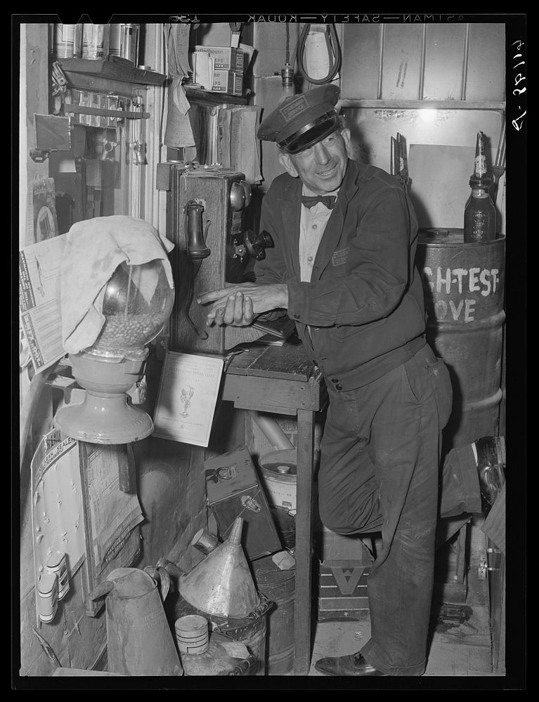 Gas station attendant. Millburg, Michigan. Sourced from the Library of Congress.