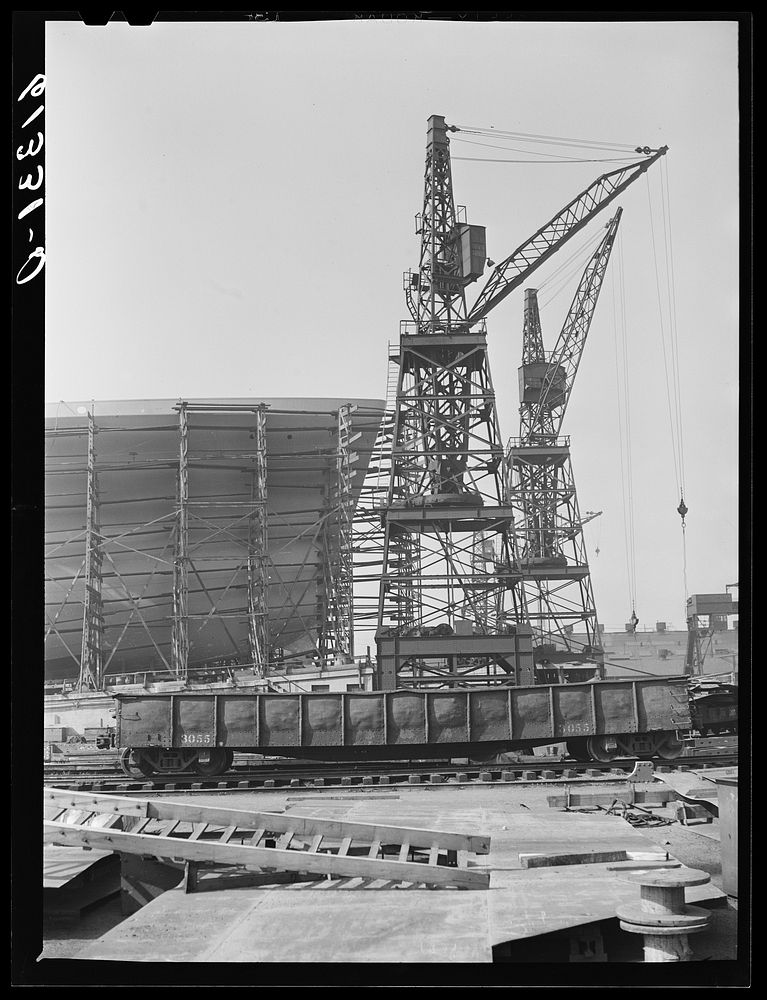 Shipyards at Bethlehem steel mill. Sparrows Point, Maryland. Sourced from the Library of Congress.