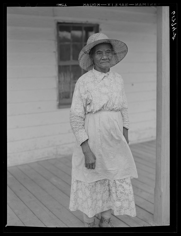 Mrs. Gant, aged FSA (Farm Security Administration) borrower. Saint Mary's County, Maryland. Sourced from the Library of…
