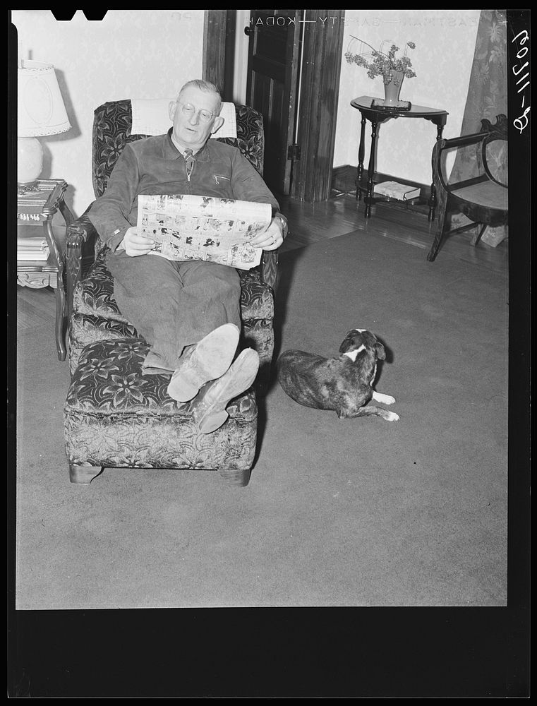 Iowa corn farmer at home. Greene County, Iowa. Sourced from the Library of Congress.
