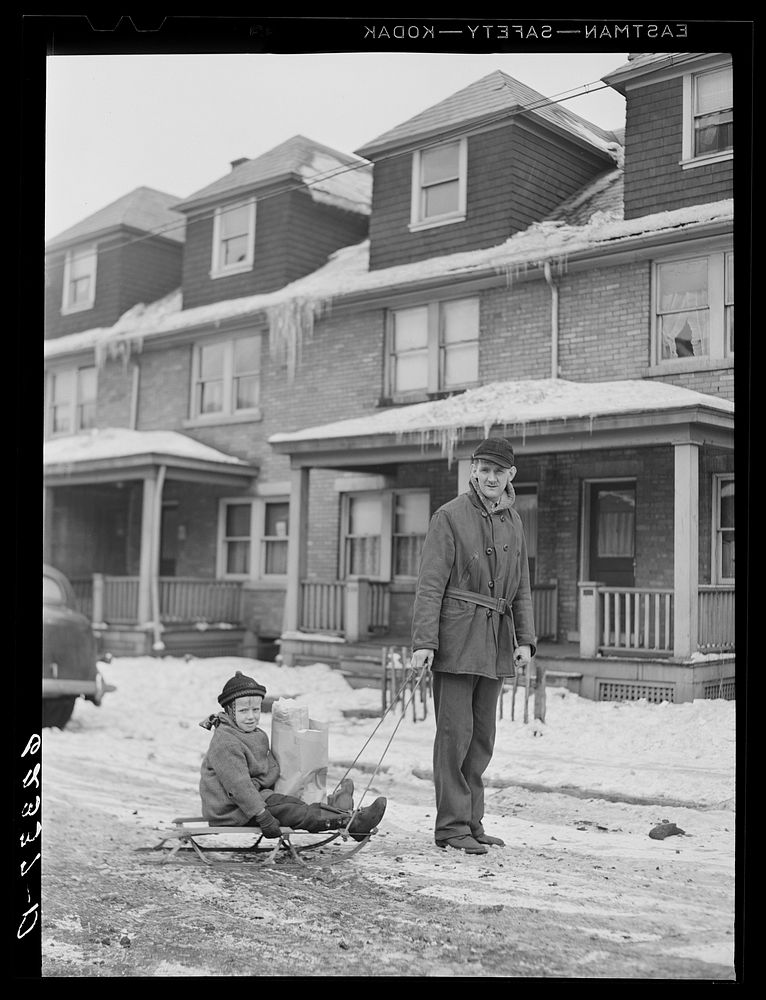 [Untitled photo, possibly related to: Steelworker's son. Aliquippa, Pennsylvania]. Sourced from the Library of Congress.