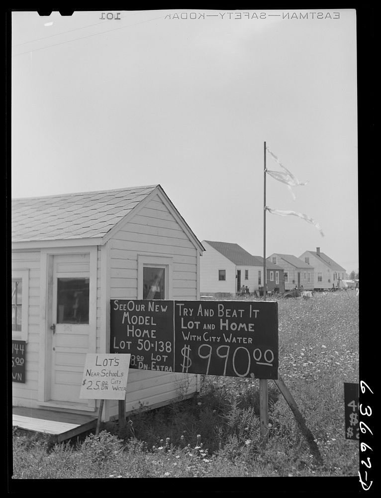 Real estate office. Outskirts of Detroit, Michigan. Sourced from the Library of Congress.