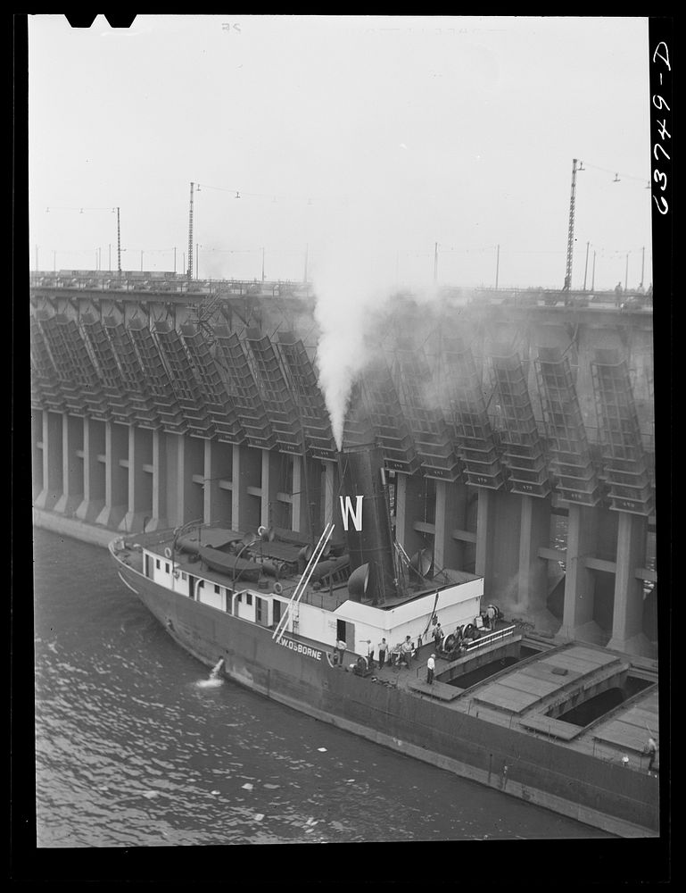 [Untitled photo, possibly related to: Loading lake boat with iron ore. Allouez, Wisconsin]. Sourced from the Library of…