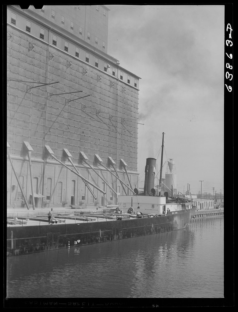 [Untitled photo, possibly related to: Loading grain boat. Superior, Wisconsin]. Sourced from the Library of Congress.