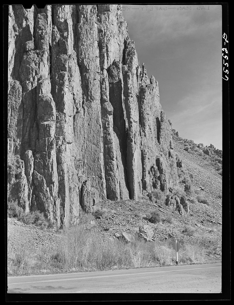 [Untitled photo, possibly related to: Beaverhead County, Montana. Rock formation along U.S. highway number ninety-one].…