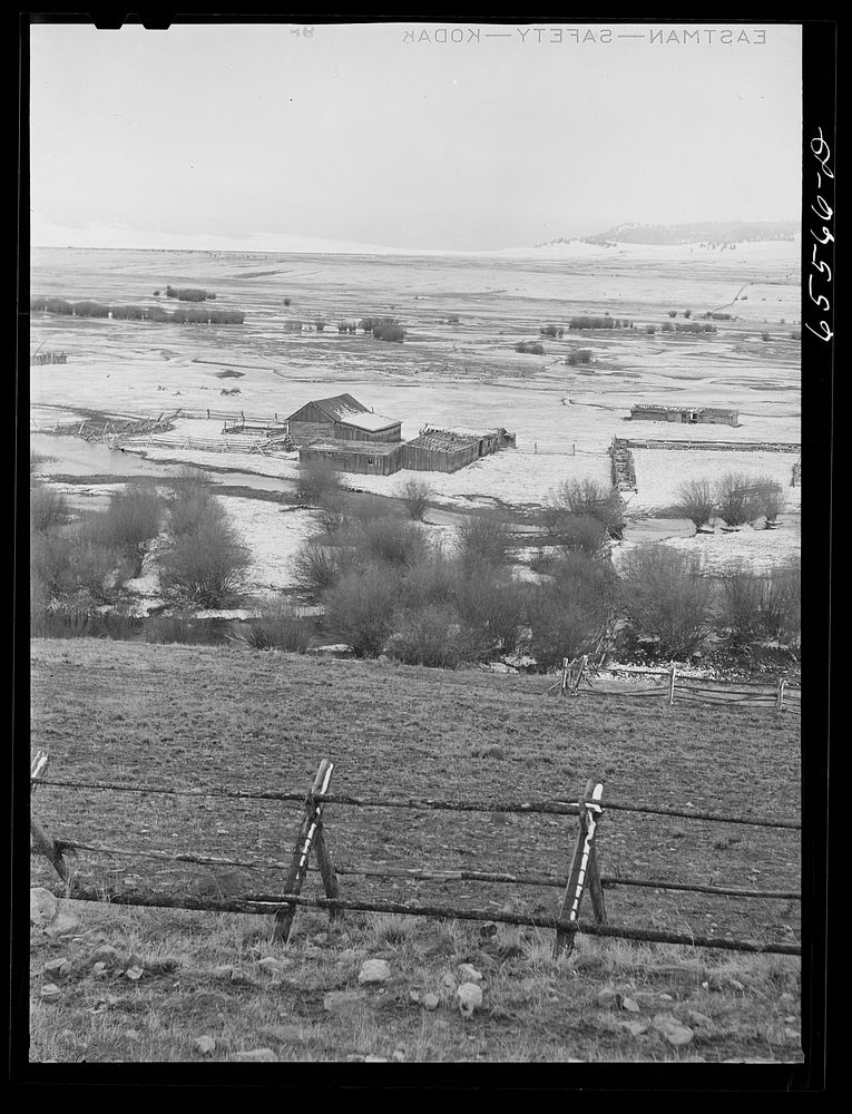 [Untitled photo, possibly related to: Beaverhead County, Montana. Ranch in Big Hole Basin]. Sourced from the Library of…