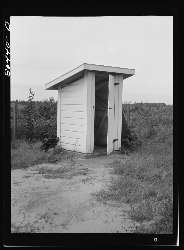 Privy built by FSA (Farm Security Administration). Clark farm, Coffee County, Alabama. Sourced from the Library of Congress.