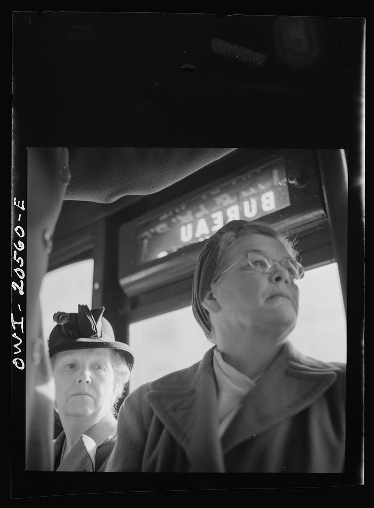 Washington, D.C. Women riding on a street car. Sourced from the Library of Congress.