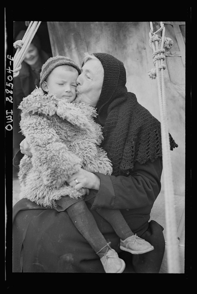 Teheran, Iran. Polish woman and her grandchildren shown in an American Red Cross evacuation camp as they await evacuation to…