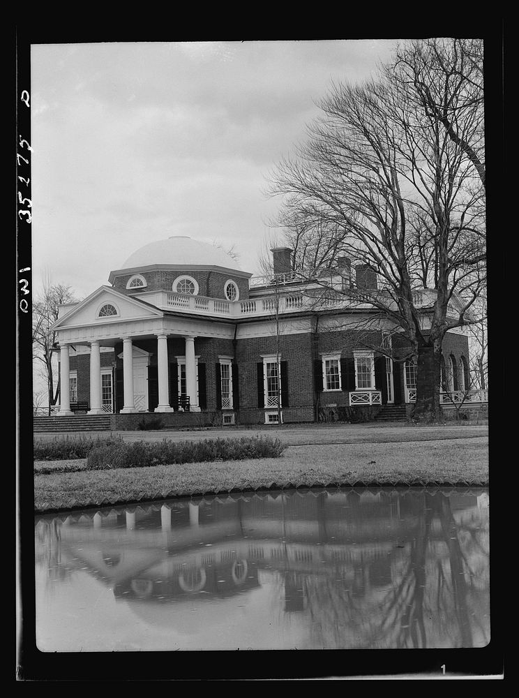 Monticello, the home of Thomas Jefferson, near Charlottesville, Virginia. Sourced from the Library of Congress.