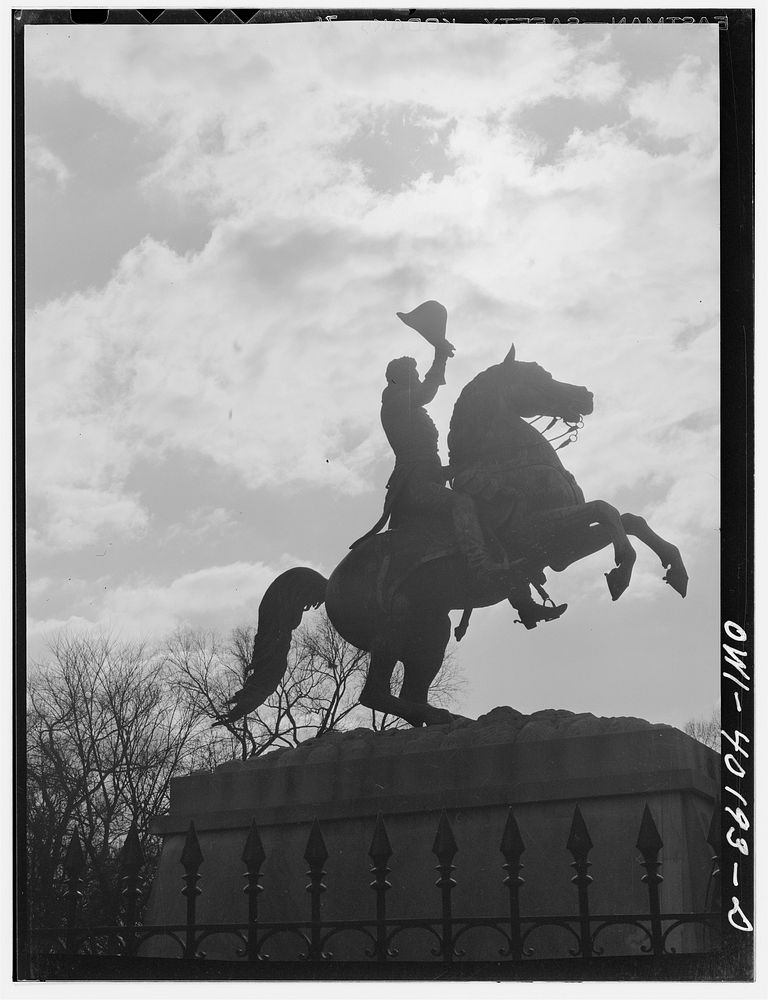 Washington, D.C. A statue in Lafayette Park. Sourced from the Library of Congress.