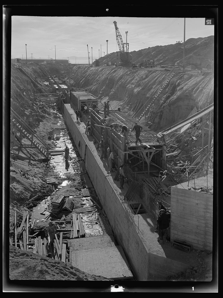 [Untitled photo, possibly related to: Columbia Steel Company at Geneva, Utah. Constructing a water intake tunnel for a new…