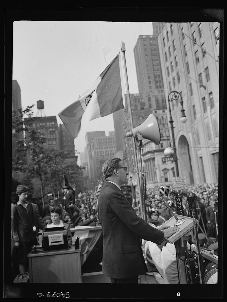 New York, New York. June 6, 1944. Rabbi Stephen S. Wise at the D-day rally in Madison Square. Sourced from the Library of…