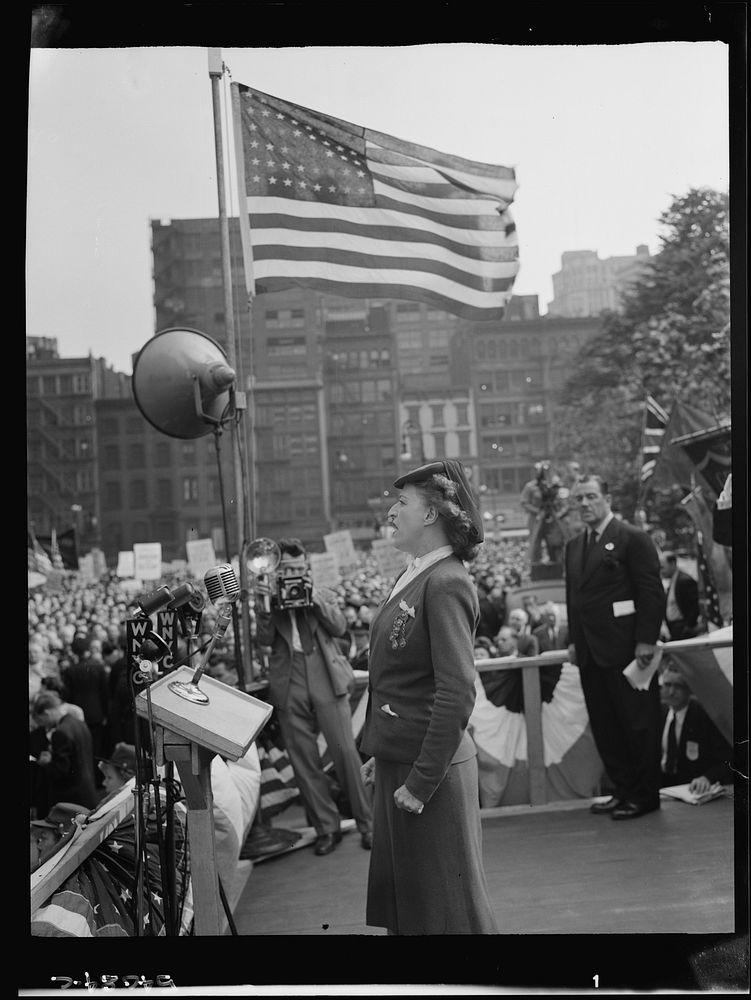 New York, New York. June 6, 1944. D-day rally in Madison Square. Sourced from the Library of Congress.