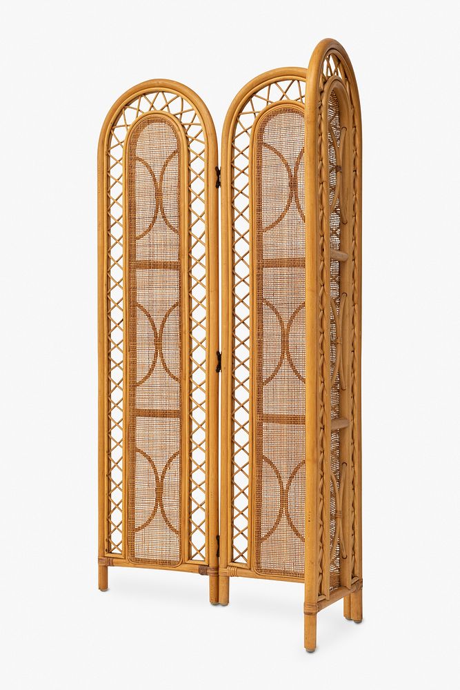 Rattan room divider vintage and bohemian style