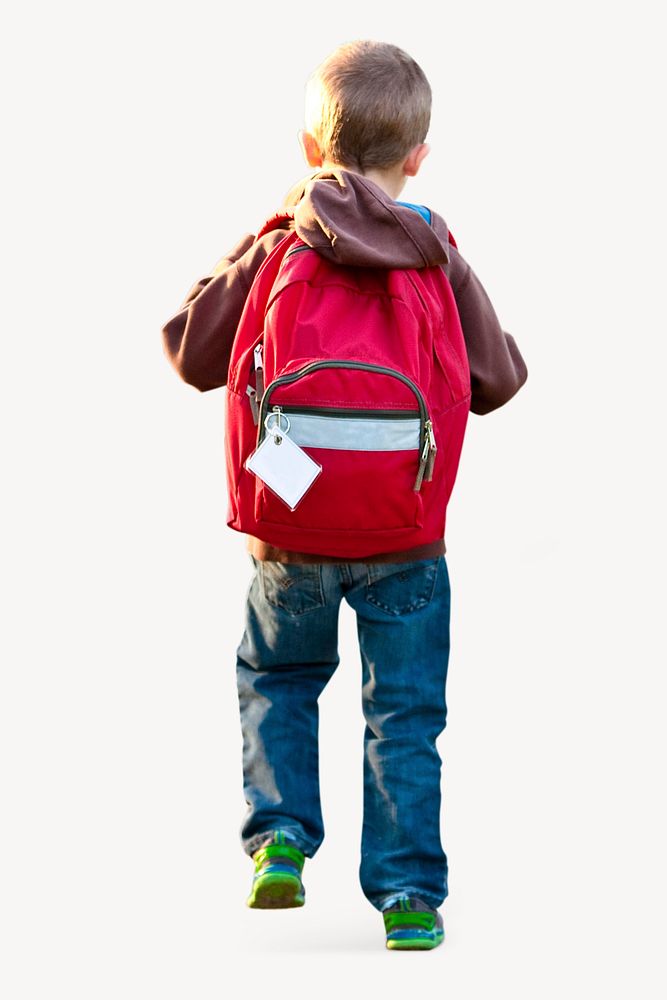 Boy going to school collage element, education concept psd