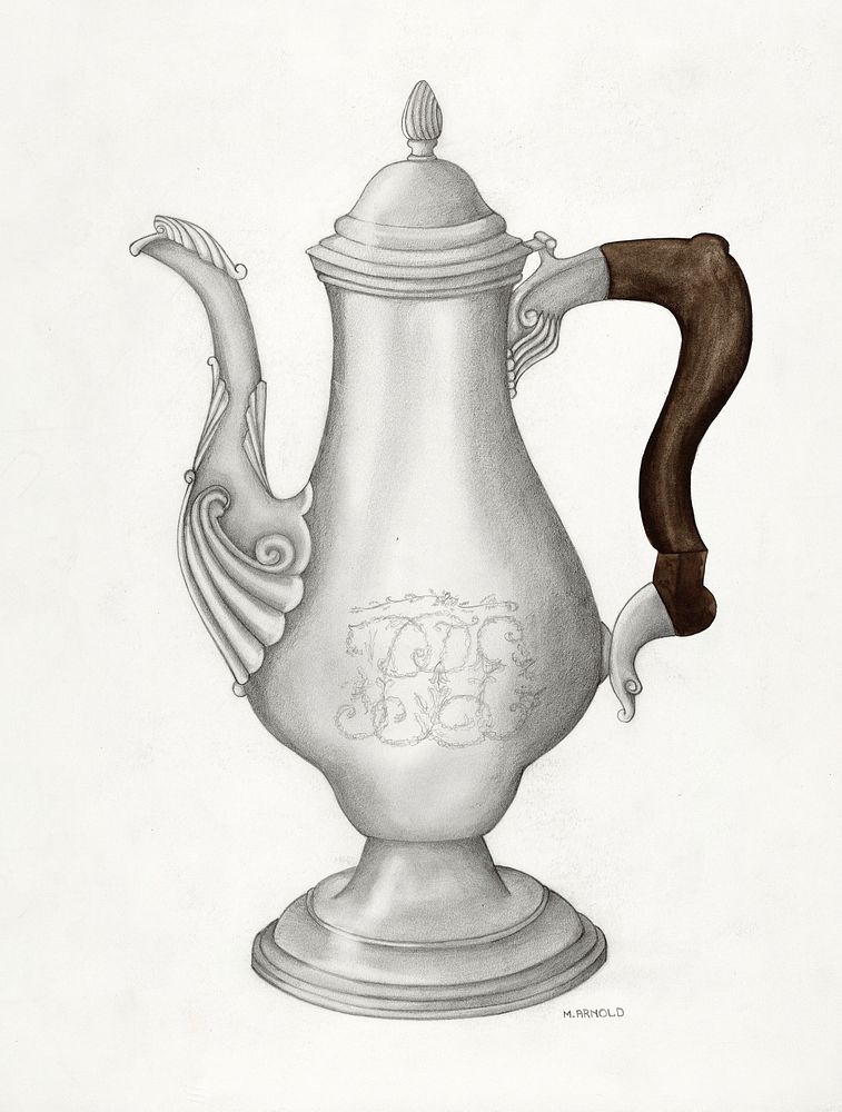 Silver Coffee Pot (1935&ndash;1942) by Madeline Arnold. Original from The National Gallery of Art. Digitally enhanced by…