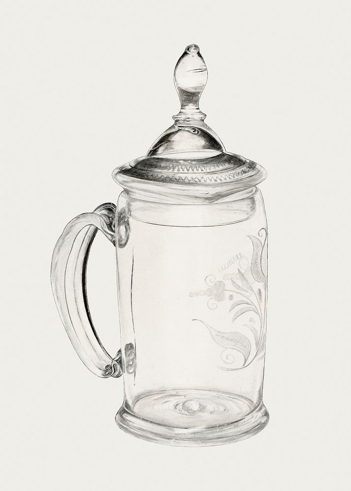 Vintage covered mug psd illustration, remixed from the artwork by V.L. Vance