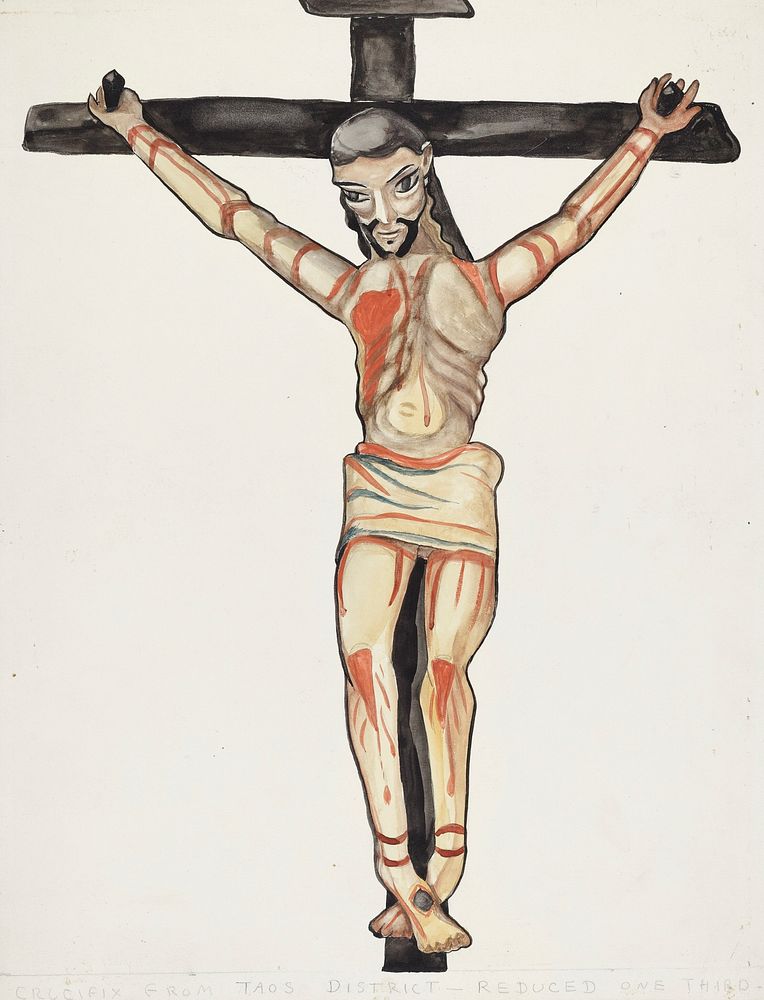 Crucifix, from Vicinity of Taos (1935&ndash;1942) by E. Boyd. Original from The National Gallery of Art. Digitally enhanced…