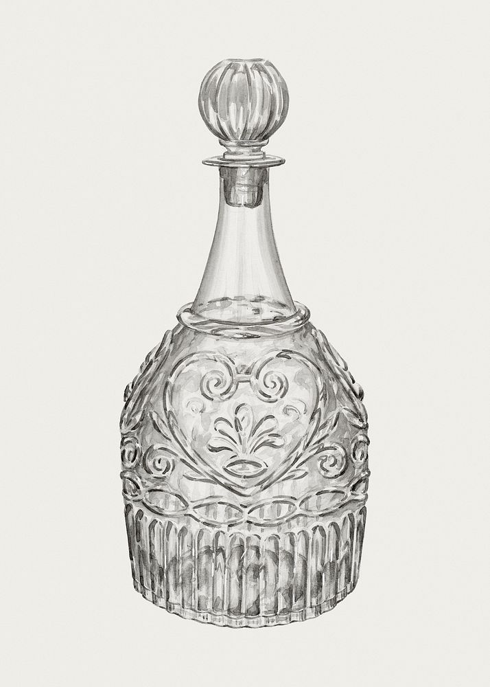 Vintage decanter psd illustration, remixed from the artwork by John Dana