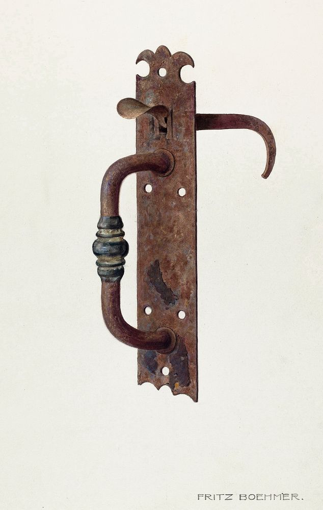Door Latch (c. 1939) by Fritz Boehmer. Original from The National Gallery of Art. Digitally enhanced by rawpixel.