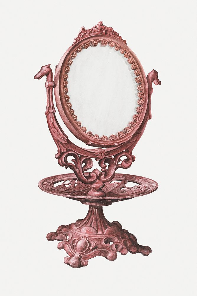 Vintage pink mirror psd illustration, remixed from the artwork by Samuel O. Klein