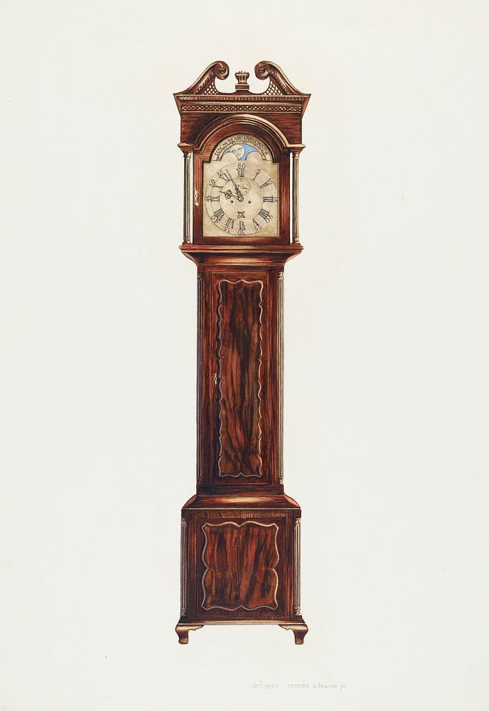 Duncan Beard Grandfather Clock (c. 1939) by Ernest A. Towers Jr.. Original from The National Gallery of Art. Digitally…