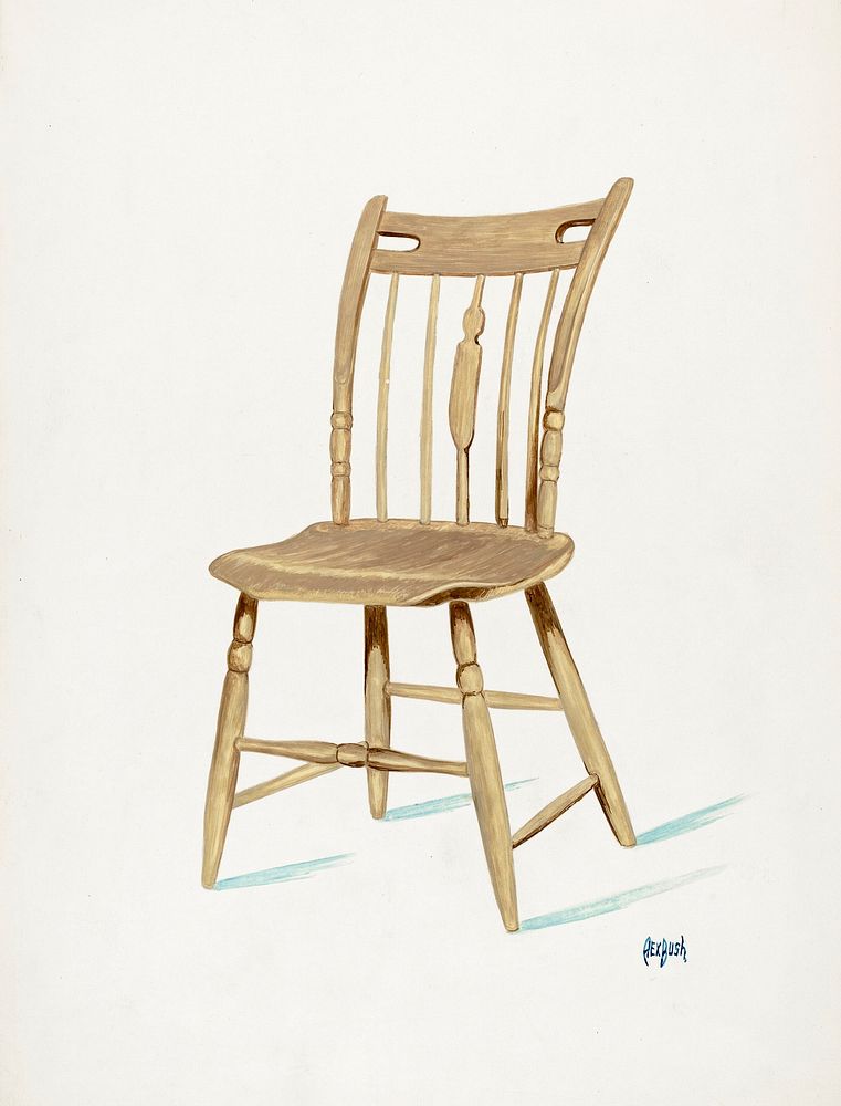 Early American Chair (c. 1936) by Rex F. Bush. Original from The National Gallery of Art. Digitally enhanced by rawpixel.