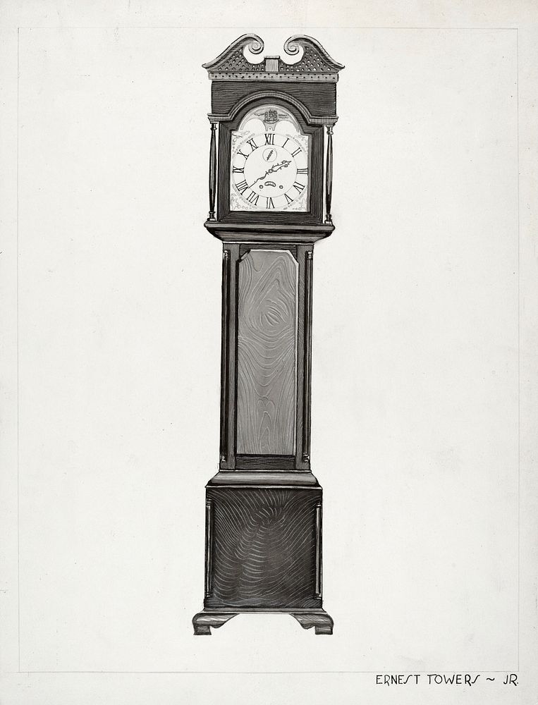 Grandfather's Clock (c. 1936) by Ernest A. Towers Jr.. Original from The National Gallery of Art. Digitally enhanced by…