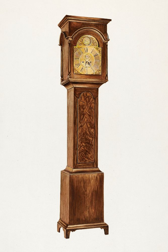 Grandfather Clock (c. 1938) by Ernest A. Towers Jr.. Original from The National Gallery of Art. Digitally enhanced by…
