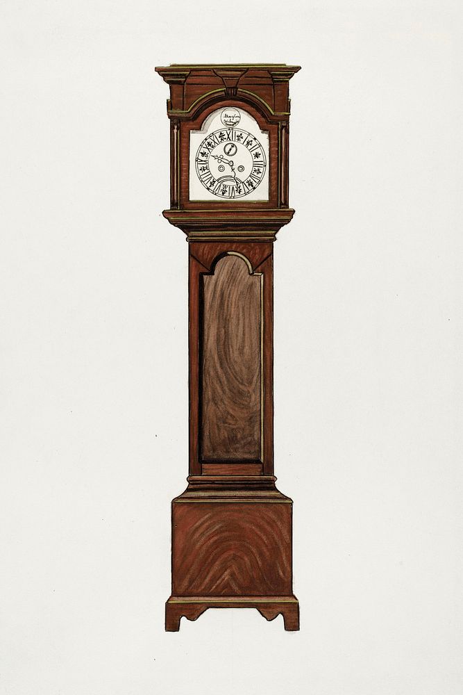 Grandfather Clock (ca.1936) by Ernest A. Towers Jr.. Original from The National Gallery of Art. Digitally enhanced by…