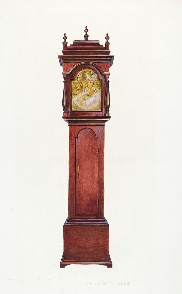 Grandfather Clock (c. 1942) byJames Fisher. Original from The National Gallery of Art. Digitally enhanced by rawpixel.