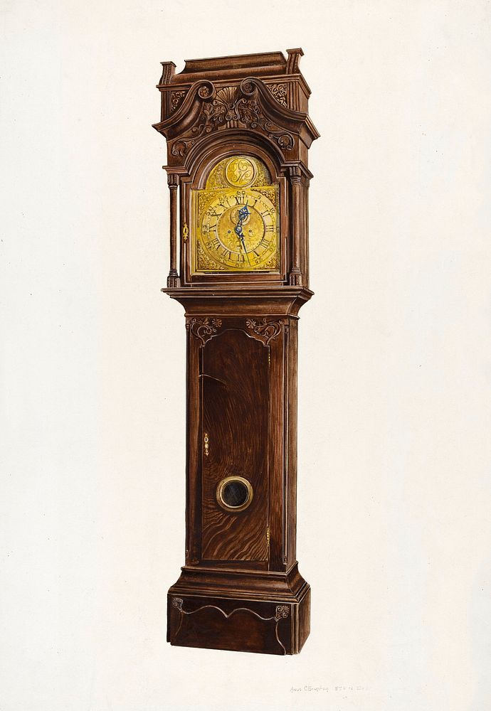 Grandfather Clock (c. 1939) by Amos C. Brinton. Original from The National Gallery of Art. Digitally enhanced by rawpixel.