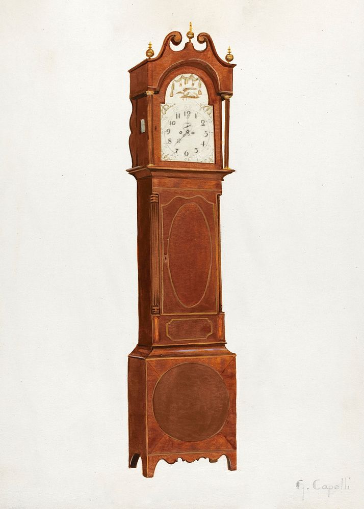 Grandfather Clock (c. 1935) by Giacinto Capelli. Original from The National Galley of Art. Digitally enhanced by rawpixel.