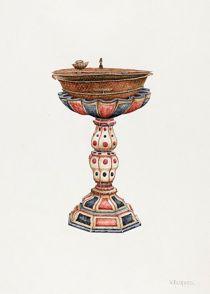 Baptismal Font and Stand (ca. 1939) by William Kieckhofel. Original from The National Gallery of Art. Digitally enhanced by…