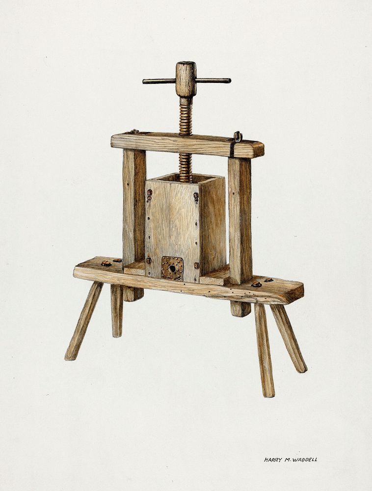 Cider Press (ca. 1940) by Harry Mann Waddell. Original from The National Gallery of Art. Digitally enhanced by rawpixel.