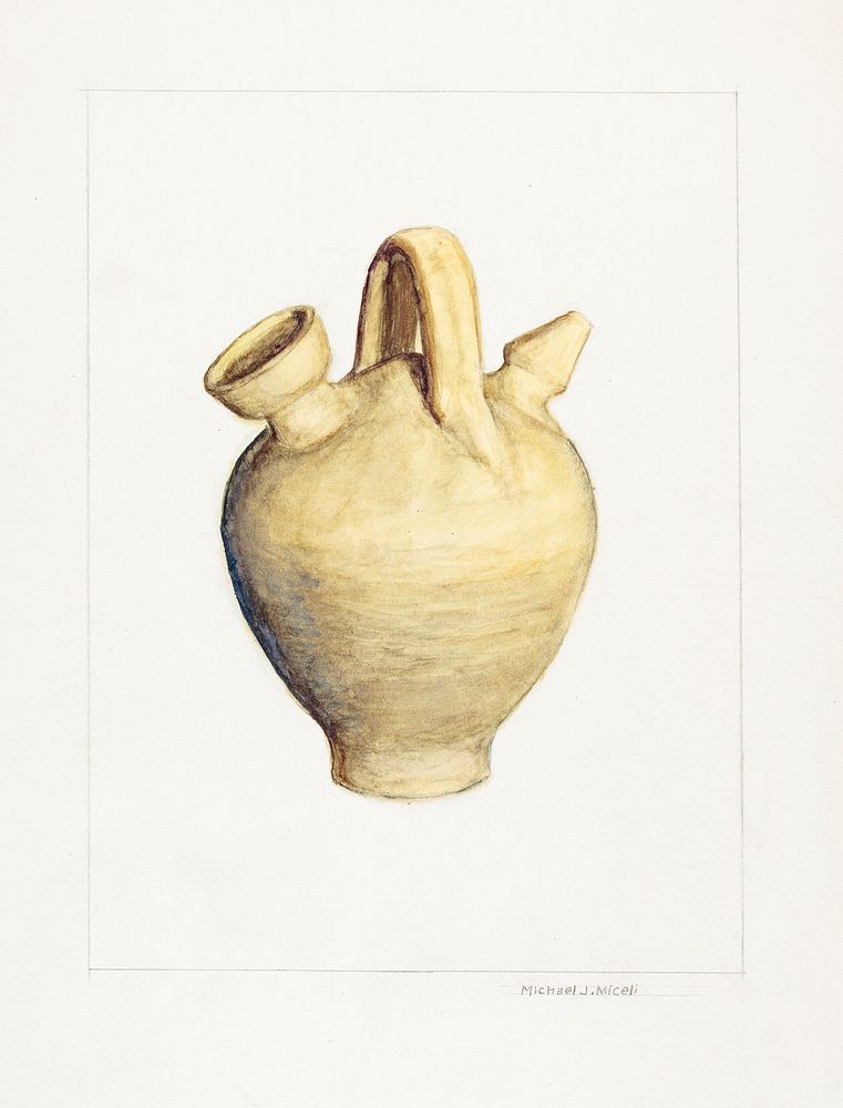 Pottery Jug (ca.1937) by Michael J. Miceli. Original from The National Gallery of Art. Digitally enhanced by rawpixel.