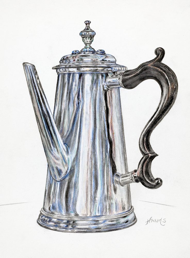 Silver Chocolate Pot (ca.1936) by Fletcher Hanks. Original from The National Gallery of Art. Digitally enhanced by rawpixel.
