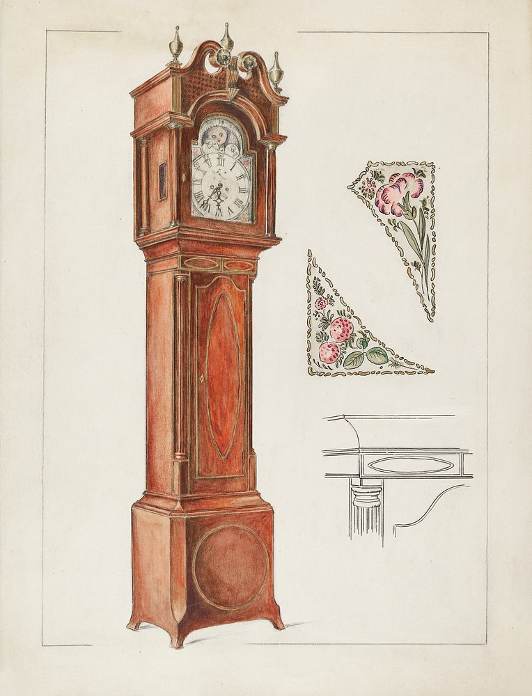 Tall Clock (1935&ndash;1942) by Elizabeth Curtis. Original from The National Gallery of Art. Digitally enhanced by rawpixel.