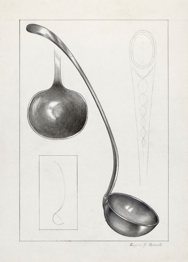 Silver Gravy Ladle (1935&ndash;1942) by Eugene Barrell. Original from The National Gallery of Art. Digitally enhanced by…