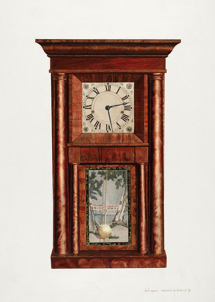 Mantel clock (1939) by Ernest A. Towers Jr.. Original from The National Gallery of Art. Digitally enhanced by rawpixel.