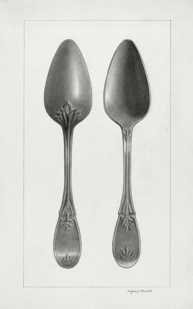 Pewter Spoon (ca. 1936) by Eugene Barrell. Original from The National Gallery of Art. Digitally enhanced by rawpixel.